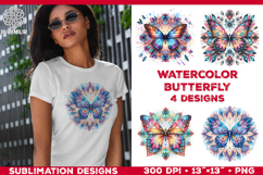 Watercolor Mandala Butterfly Sublimation Designs for T-Shirt Product Image 1