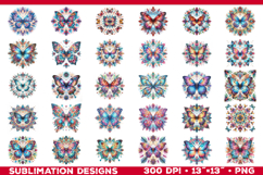 Watercolor Mandala Butterfly Sublimation Designs Bundle Product Image 2