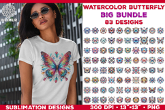 Watercolor Mandala Butterfly Sublimation Designs Bundle Product Image 1