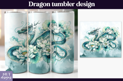 Floral Dragon Tumbler wrap Lotus Dragon fantasy Tumbler 20oz Product Image 1