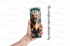 Dragon 3d tumbler wrap PNG 20oz tooled leather sublimation Product Image 2