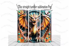 Dragon 3d tumbler wrap PNG 20oz tooled leather sublimation Product Image 1