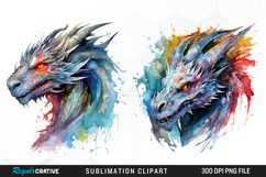 Watercolor Dragon Illustration PNG Clipart Product Image 1