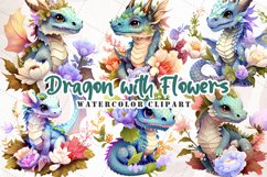 Dragon With Flowers Watercolor Sublimation Product Image 1