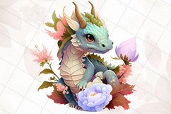 Dragon With Flowers Watercolor Sublimation Product Image 3