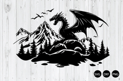Dragon With Mountain Scene SVG, Fantasy Dragon SVG Product Image 1