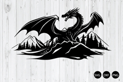Dragon With Mountain Scene SVG, Fantasy Dragon SVG Product Image 1