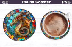 Dragon Stained Glass Coaster | Dragon Round Coaster Product Image 1