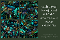Dragonfly Patterns, Blue Green Dragonfly Seamless Pattern, 3 Product Image 2