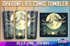 Dragonflies Comic Tumblers Wrap 20 oz. | PNG Sublimation Product Image 7