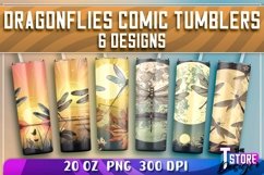 Dragonflies Comic Tumblers Wrap 20 oz. | PNG Sublimation Product Image 1