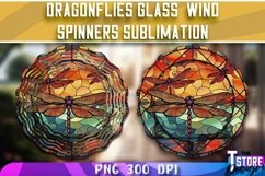 Dragonflies Stained Glass Wind Spinners Sublimation | PNG Product Image 1