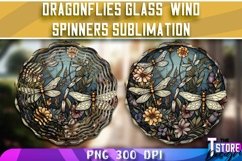 Dragonflies Stained Glass Wind Spinners Sublimation | PNG Product Image 1