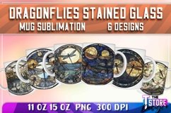 Dragonflies Stained Glass Mug Sublimation | 11 oz 15 oz Mug Product Image 1