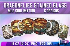 Dragonflies Stained Glass Mug Sublimation | 11 oz 15 oz Mug Product Image 1