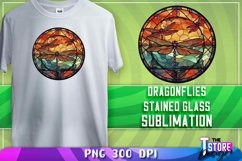 Dragonflies Stained Glass Sublimation | T-Shirt Design | PNG Product Image 1