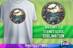 Dragonflies Stained Glass Sublimation | T-Shirt Design | PNG Product Image 1