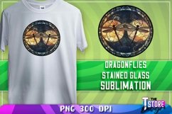 Dragonflies Stained Glass Sublimation | T-Shirt Design | PNG Product Image 1
