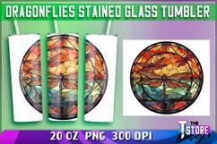 Dragonflies Stained Glass Tumblers Wrap 20 oz. | PNG File Product Image 1