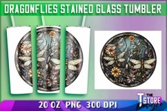 Dragonflies Stained Glass Tumblers Wrap 20 oz. | PNG File Product Image 1