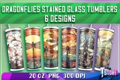 Dragonflies Stained Glass Tumblers Wrap 20 oz. | PNG File Product Image 1