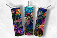 Dragon Fly Stained Glass 20 oz Skinny Tumbler Wrap Designs Product Image 1