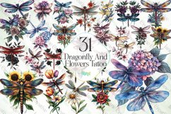 Dragonfly And Flowers Tatoo Bundle Product Image 1