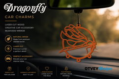 Dragonfly Car Charms laser Cut Wood Creative Car Accessory Product Image 1