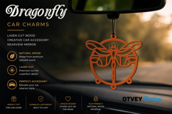 Dragonfly Car Charms laser Cut Wood Creative Car Accessory Product Image 1