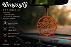 Dragonfly Car Charms laser Cut Wood Creative Car Accessory Product Image 1