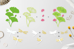 Dragonfly and water lilies paper cut / Dragonfly svg Product Image 2