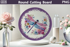 Dragonfly Floral Glass Kitchen Cutting Board Product Image 1