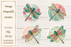 Vintage Dragonfly Stickers | Watercolor Dragonflies PNG Product Image 1