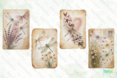 Dragonfly Junk Journal Page Clipart Product Image 1