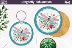Dragonfly Floral Round Coaster | Dragonfly Car Coaster Product Image 1
