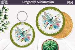 Dragonfly Floral Round Coaster | Dragonfly Car Coaster Product Image 1