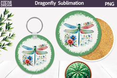 Dragonfly Floral Round Coaster | Dragonfly Car Coaster Product Image 1