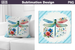 Colorful Dragonfly Sublimation | Floral Insect PNG Design Product Image 1