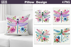 Dragonfly Floral Pillow Design | Dragonfly Sublimation Product Image 1
