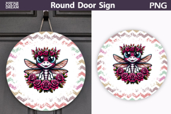 Floral Dragonfly Door Sign | Whimsical Round Decor Product Image 1