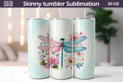Dragonfly Floral Tumbler Wrap | Floral Tumbler Sublimation Product Image 1