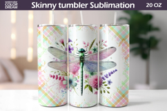 Dragonfly Floral Tumbler Wrap | Floral Tumbler Sublimation Product Image 1