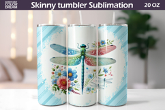 Dragonfly Floral Tumbler Wrap | Floral Tumbler Sublimation Product Image 1