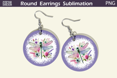 Dragonfly Flowers Round Earrings | Dragonfly Floral Earrings Product Image 1