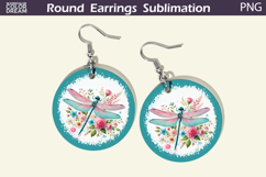 Dragonfly Flowers Round Earrings | Dragonfly Floral Earrings Product Image 1