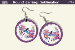 Dragonfly Flowers Round Earrings | Dragonfly Floral Earrings Product Image 1