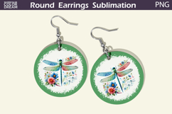 Dragonfly Flowers Round Earrings | Dragonfly Floral Earrings Product Image 1