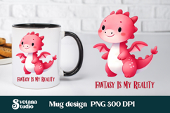 Cute dragon mug PNG design | Fantasy dragon mug wrap Product Image 1