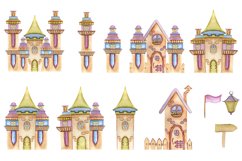 Dragons and fairytale castles watercolor clipart Product Image 6