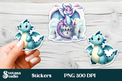 Funny dragon stickers printable | Cute animal stickers PNG Product Image 1